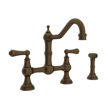 Rohl Edwardian Era Bridge Kitchen Faucet With Sidespray In English Bronze U.4756L-EB-2
